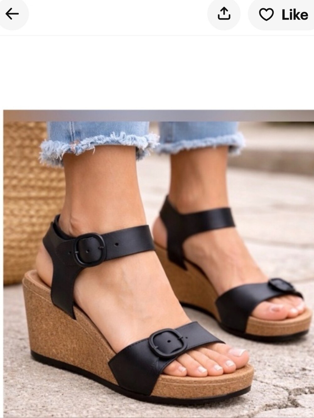 Birkenstock Black Cork Wedge Sandals with Adjustable Buckles